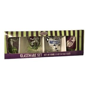 Beetlejuice 4 piece shot glass‎ glassware tumbler set new